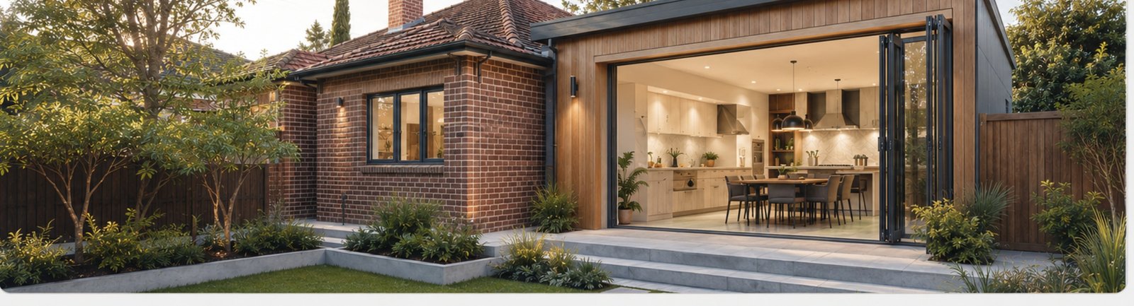 A light-filled contemporary extension connected to an existing brick home
